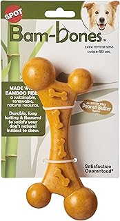 SPOT by Ethical Products - Bambone Durable Dog Chew Toy â€“ Unique Shapes for Small and Medium Dogs - Allergen-Free Peanut Butter Flavor - Dog Chew Toy for Aggressive Chewers - Nubby Bone (54717)
