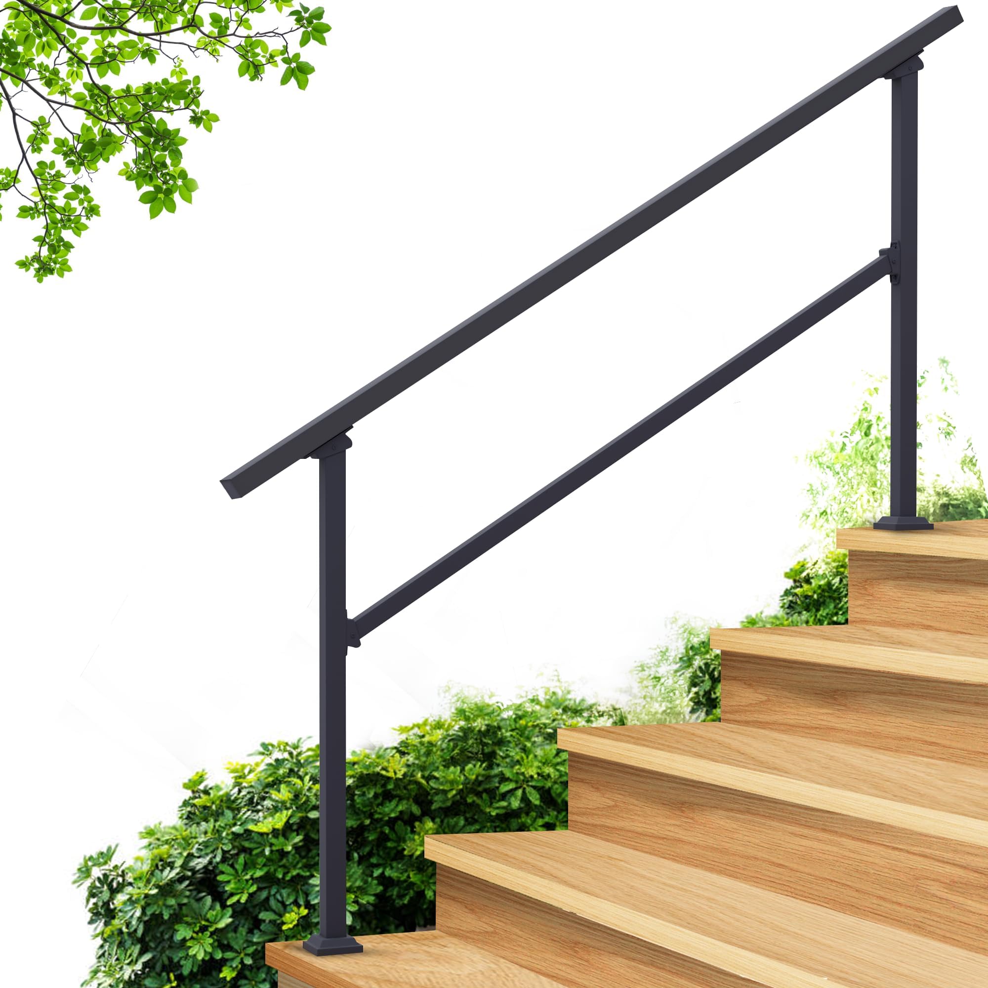 Fence & Rail Hand Rails for Outdoor Steps, 5 Step Handrail & Indoor Stair Railing Kit, Railings for Outdoor Steps and Hand Rails for Seniors for Porch Railing & Deck Hand Rail, 4 to 5 Steps