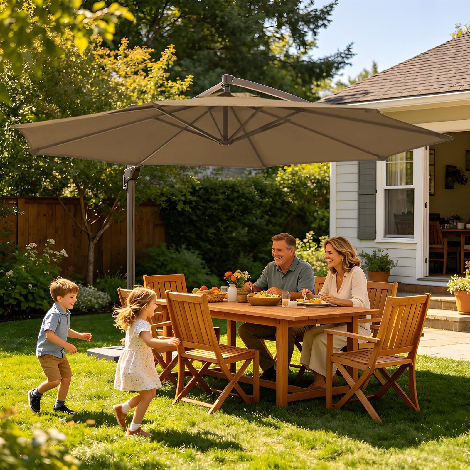 Cantilever Parasol tarasowy, ochrona przed promieniowaniem UV, wodoszczelny, do użytku na zewnątrz, na pokład, basen, do ogrodu, parku, na podwórko i taras