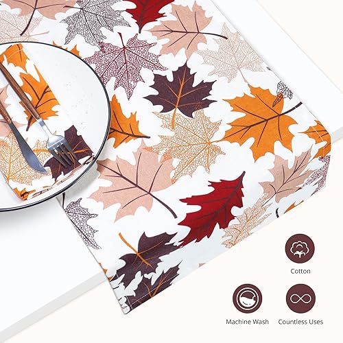 Miniatura 4 de PurpleEssences Camino de mesa de hojas de arce otoñal, decoración de mesa de comedor de cocina de Acción de Gracias para interiores y exteriores, 14