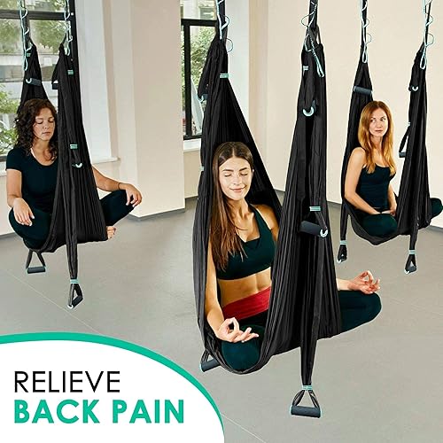 Miniatura 6 de YOGA SWING PRO Kit de columpio de yoga antigravedad para hamaca aérea de alta calidad, juego de cabestrillo volador Acrobat para terapia de