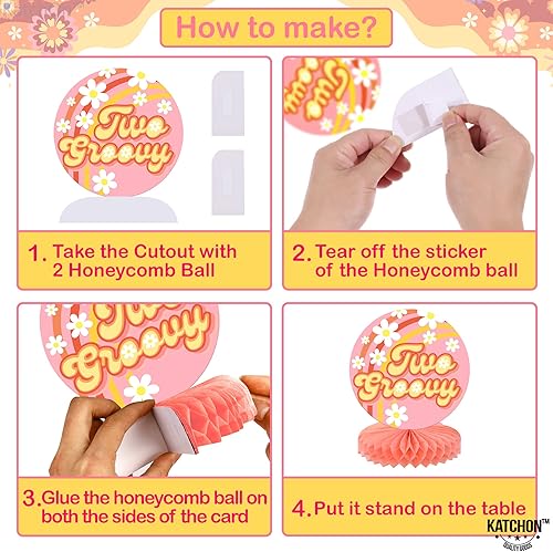 Miniatura 6 de KatchOn, Dos centros de mesa de panal geniales – Paquete de 9 | Dos decoraciones de fiesta geniales para decoraciones de baby shower, fiesta retro |