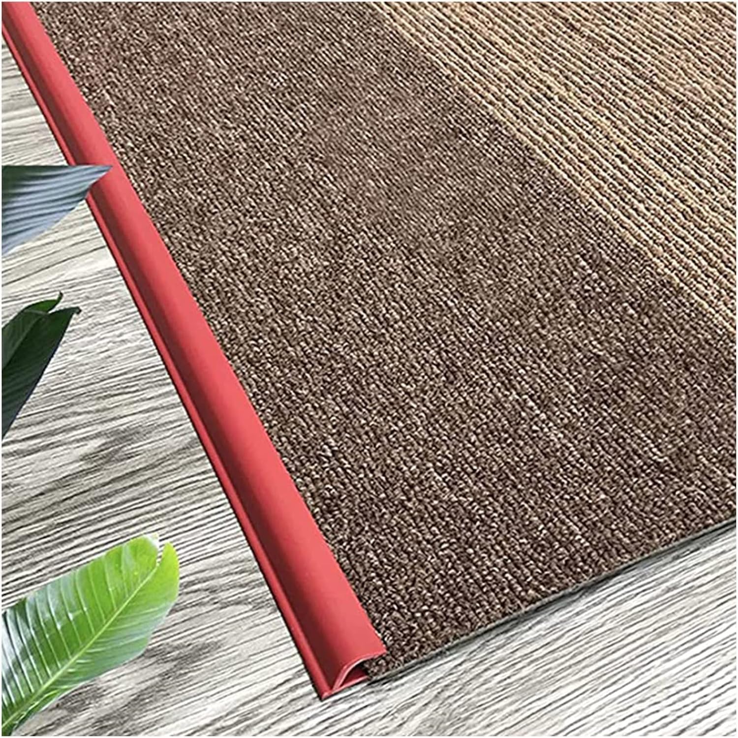 Red Rug Edge Trim Self Adhesive, Carpet Edging Seal Molding Strips, Cuttable PVC Floor Transition Strip(600cm (19.7ft))