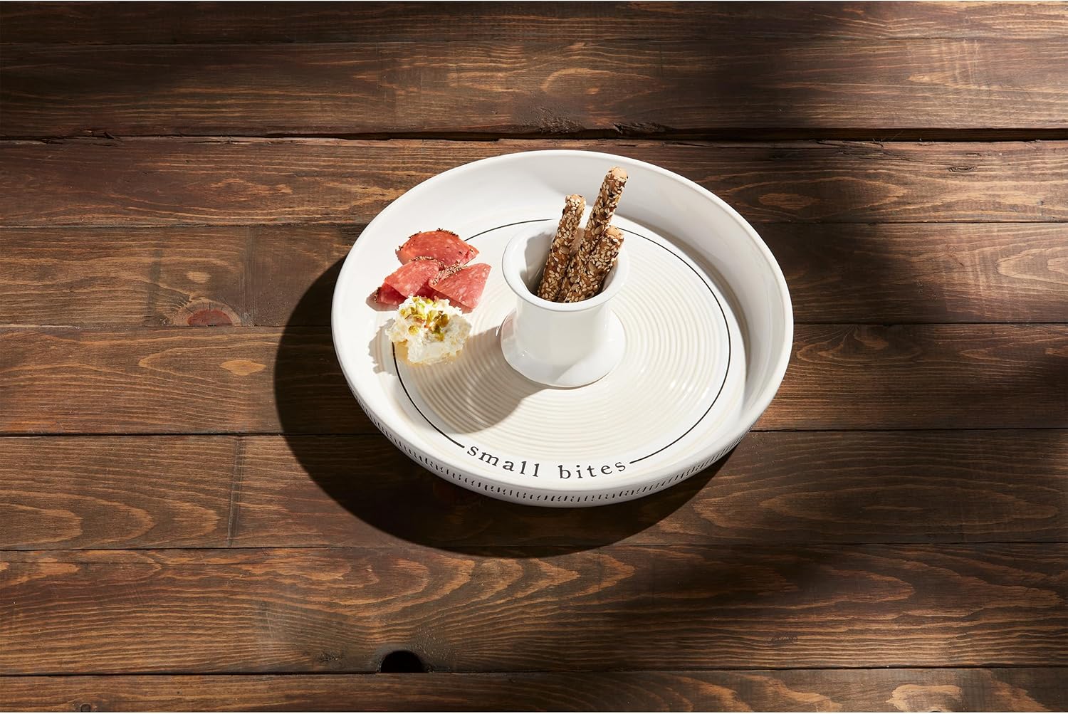 Mud Pie Reversible Server Set; dish 3" x 11" dia | server 8" dia | toothpick 2 1/2"