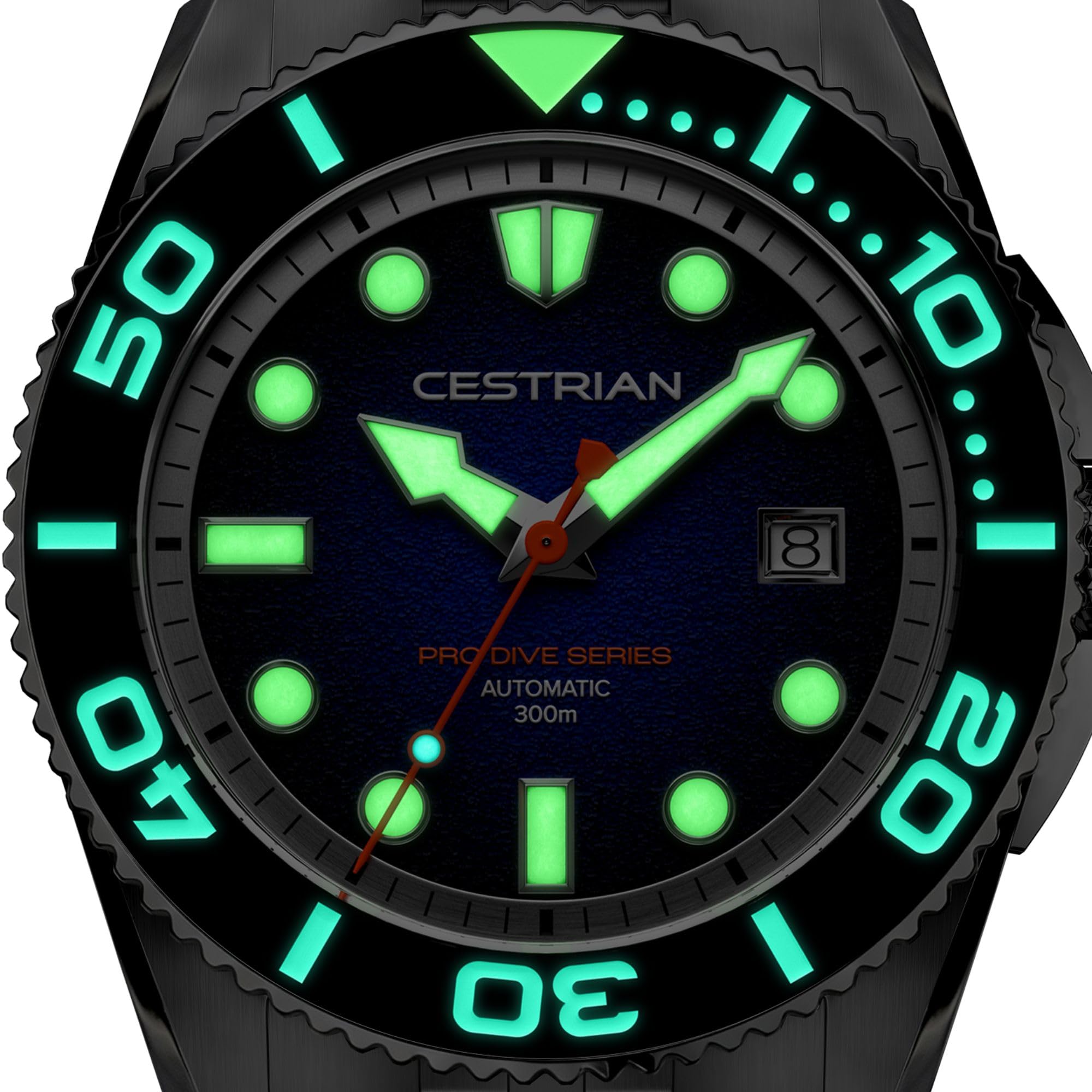 Cestrian Pro Dive - Reloj automático para Hombre de 42 mm, Caja y Pulsera de Acero Inoxidable 316L, Resistente al Agua hasta 300 m