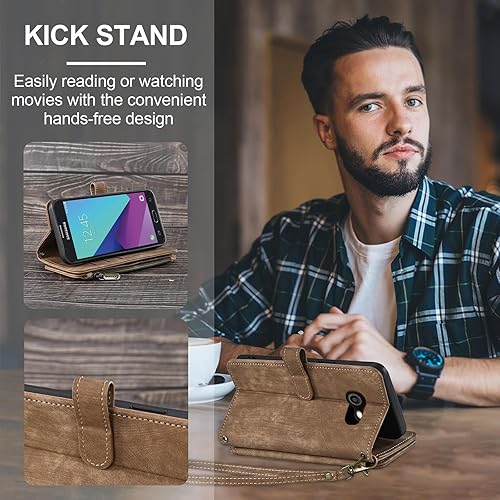 Miniatura 7 de Asuwish Funda de teléfono para Samsung Galaxy J3 Luna Pro J 3 Prime 2017 Emerge 3J Eclipse Mission Wallet Cover y protector de pantalla de vidrio