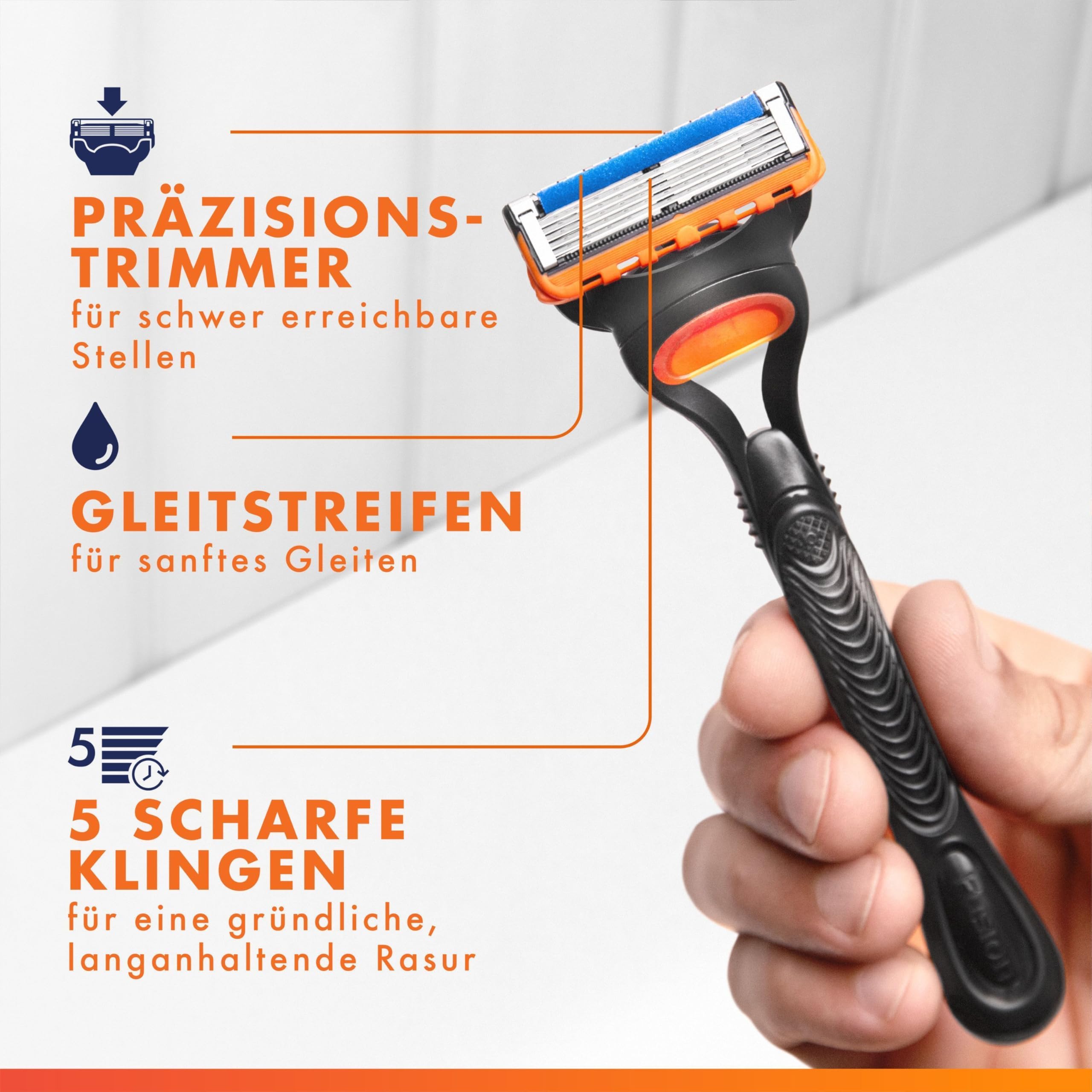 Gillette Fusion 5 Rasierer Herren, Nassrasierer, Metall, Schwarz - Herrenrasierer, Inkl. 1 Handstück, 12 Rasierklingen mit Gleitstreifen Und 5 Klingen für Eine Gründliche, Langanhaltende Rasur
