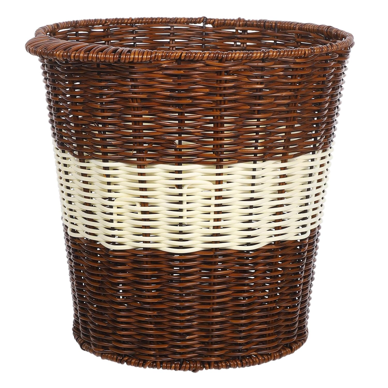 Toyvian Woven Trash Can Decorative Rattan Bin Small Plastic Wastebasket for Home Office Storage and Organization