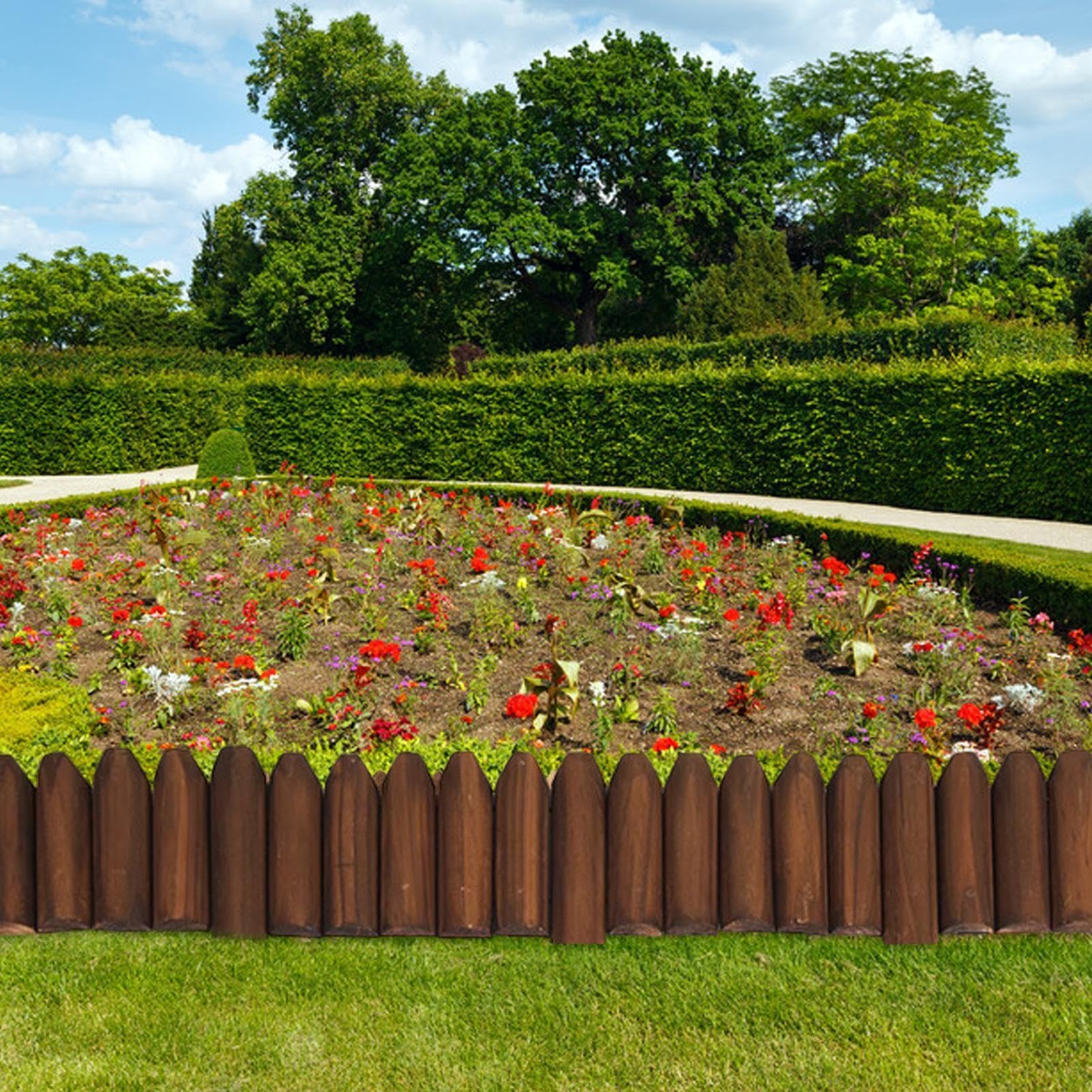 Recinzione corta da giardino, pannelli di recinzione, protezione per porte | in legno – No Dig – recinzione paesaggistica per prato, aiuole, bordi decorativi flessibili