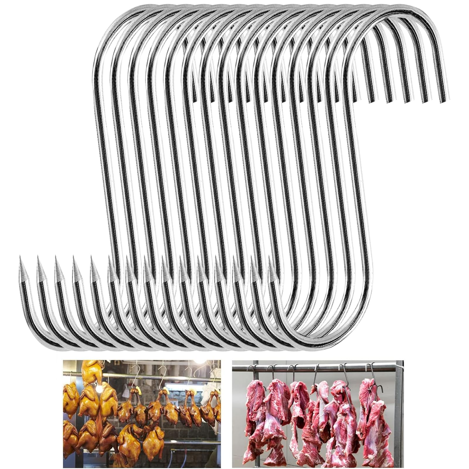Ganci Per Carne In Acciaio Inox - 30 Pezzi 15cm Per Affumicatura, Barbecue E Cucina - Foto 13