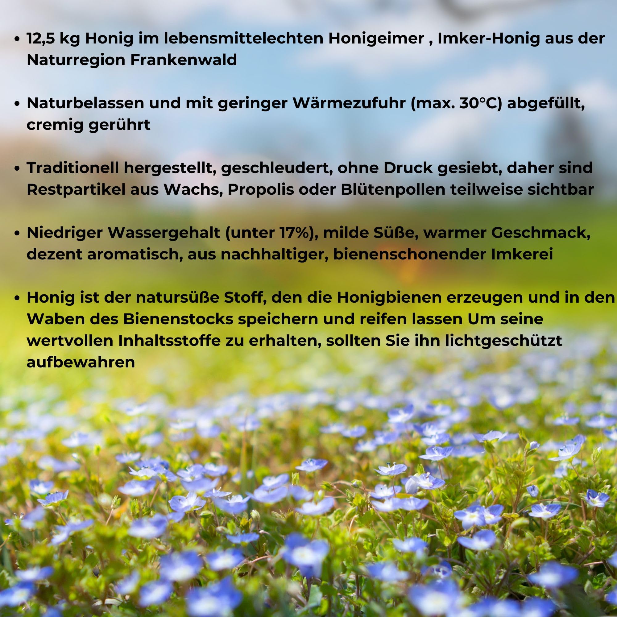 12,5 kg Eimer lebensmittelecht Original Deutscher Honig Sommerblütenhonig aus Oberfranken (Nord-Bayern) Honig rein und natürlich