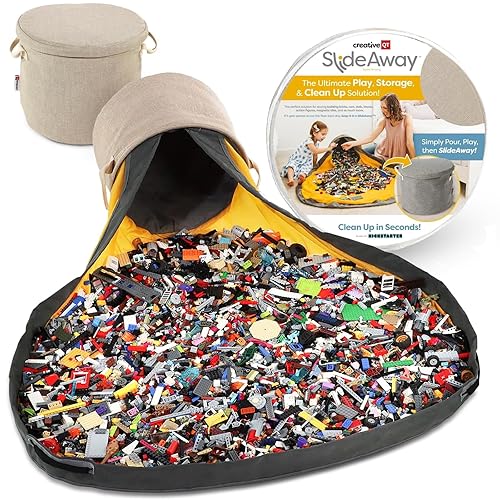 Creative QT SlideAway. - Canasta de almacenamiento para juguetes y alfombra de juegos disponible en varios patrones 12 pulgadas de alto por 15