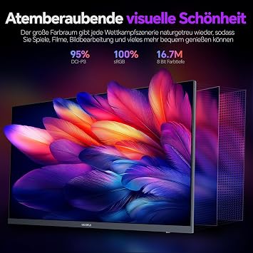 KOORUI G2721P 27 Inch Gaming Monitor Fast IPS 200Hz WQHD 2560x1440 2K Monitors 1ms Response Time HDR400 Adaptive Sync HDMI 2.0x2/DP 1.4 VESA 75x75mm Screen Black