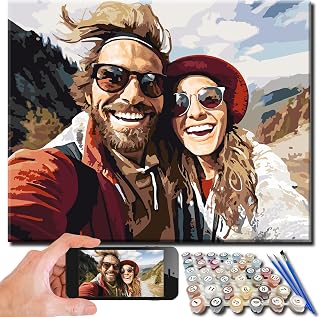 Kidstique Personalized DIY Paint-by-Numbers Kit from Your Photo - 16x16 Custom Canvas, Ideal Valentine's, Mother's, Father's Day Gift