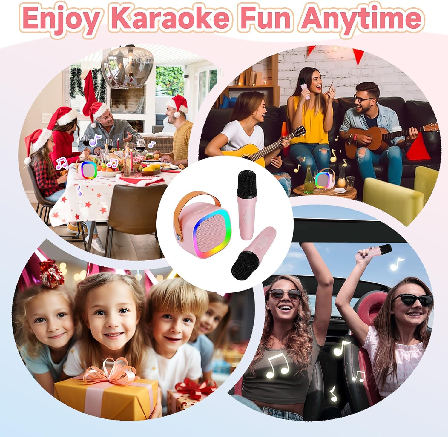 Karaoke Machine for Kids Adults, Mini Karaoke Machine for 4 5 6 7 8 9 10 11 12 Years Old Girls Birthday Christmas Party Gifts, Toddler Toys with 2 Wireless Microphone - Image 7