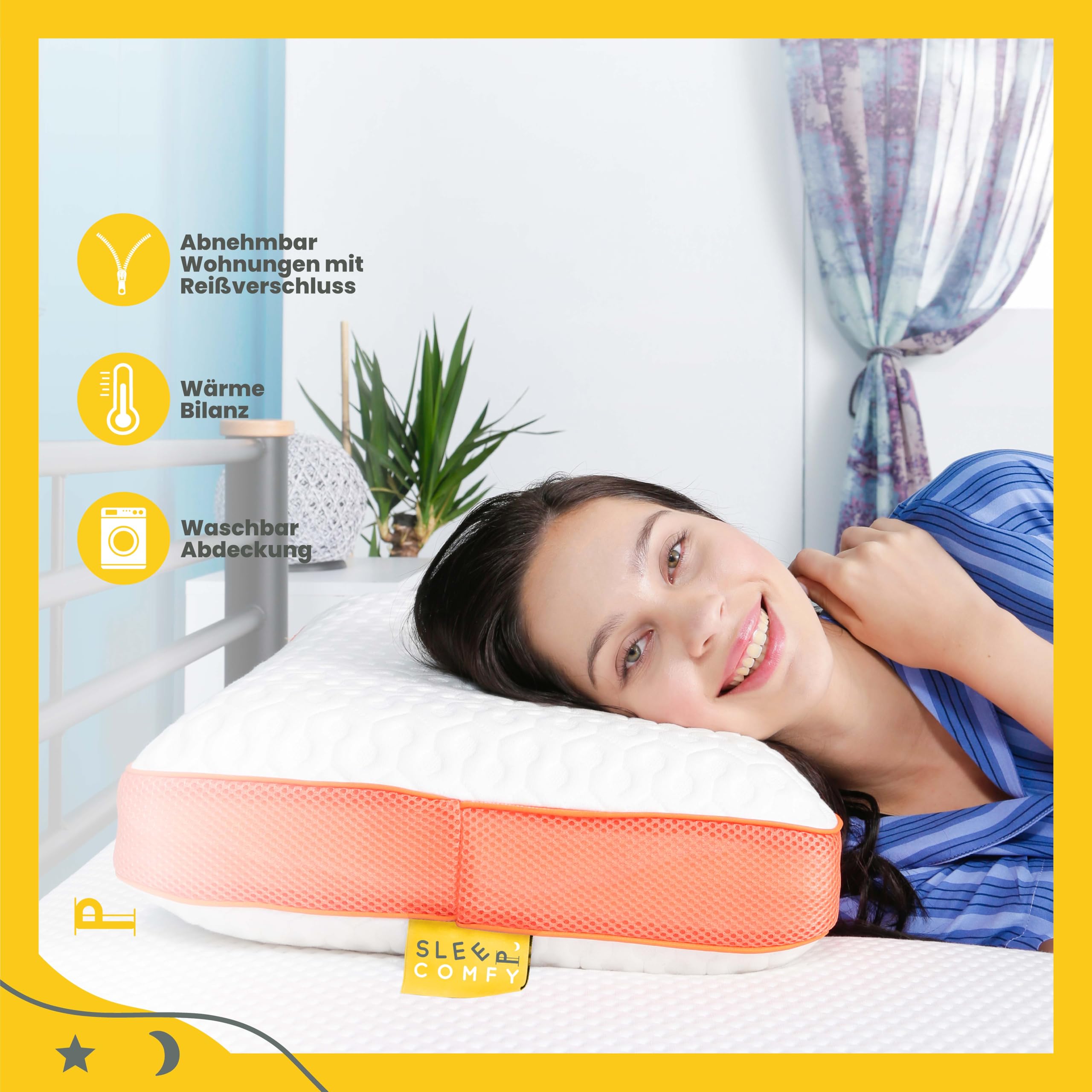 SLEEP COMFY Cuscino cervicale di lusso, in memory foam, ergonomico e ortopedico, con durezza, certificato Oeko-TEX, per tutti