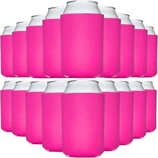 TahoeBay Blank Beer Can Cooler Sleeves (25-Pack) Bulk Sublimation Blanks for Vinyl Plain Soft Foam Can Sleeves Coolers for Soda Cans & Bottles Black, White, Assorted Solid Color (Raspberry)
