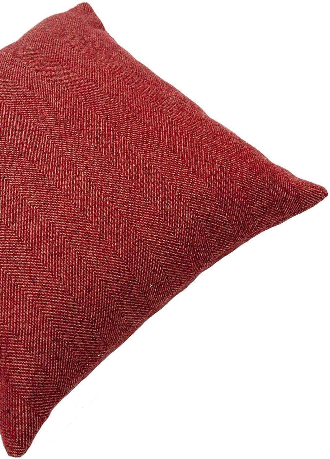 McAlister Textiles Red Herringbone Cushion Cover 49x49 Cm - 20x20 Inches - Soft Decorative Throw Scatter Pillow for Bedroom or Living Room