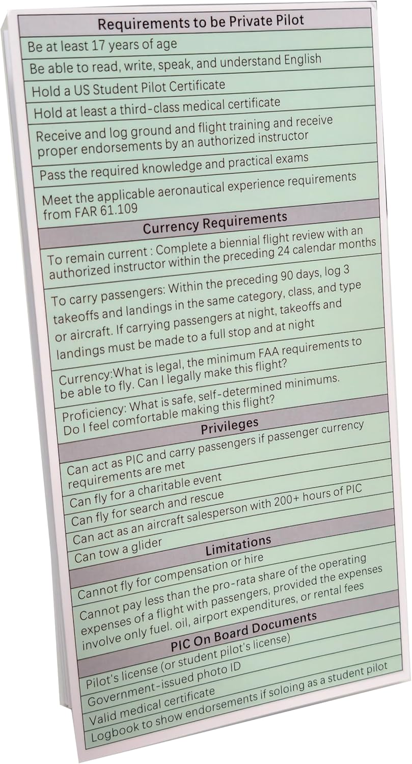 Student Pilot Oral Exam Guide – Foldable FAA PPL Checkride Prep | Weather, Navigation, Airspace, Runway Markings & VFR Essentials | Laminated Cheat Sheet for Flight Training