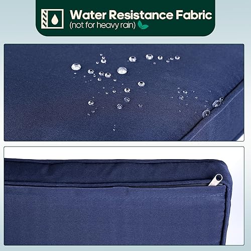 Miniatura 9 de Niubya Juego de 3 sillas mecedoras de mimbre para patio, sillas de mimbre para exteriores con cojines y mesa auxiliar, color beige y marrón