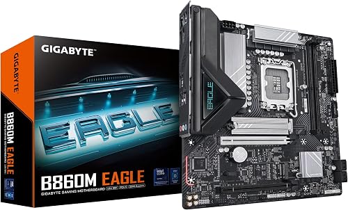 GIGABYTE B860M EAGLE Motherboard - Intel Core Ultra Series CPUs, 6+1+2+1 Phases VRM, up to 9066MHz DDR5, 1xPCIe 5.0 + 1xPCIe 4.0 M.2, 2.5GbE LAN, USB 3.2 Gen 1 - 1