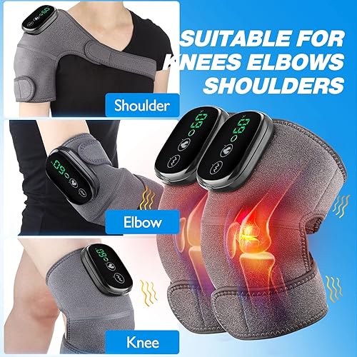 Miniatura 2 de MOAJAZA 2 rodilleras térmicas inalámbricas, 3 en 1, rodilleras con calefacción, 3 vibraciones ajustables y modos de calefacción, almohadilla de