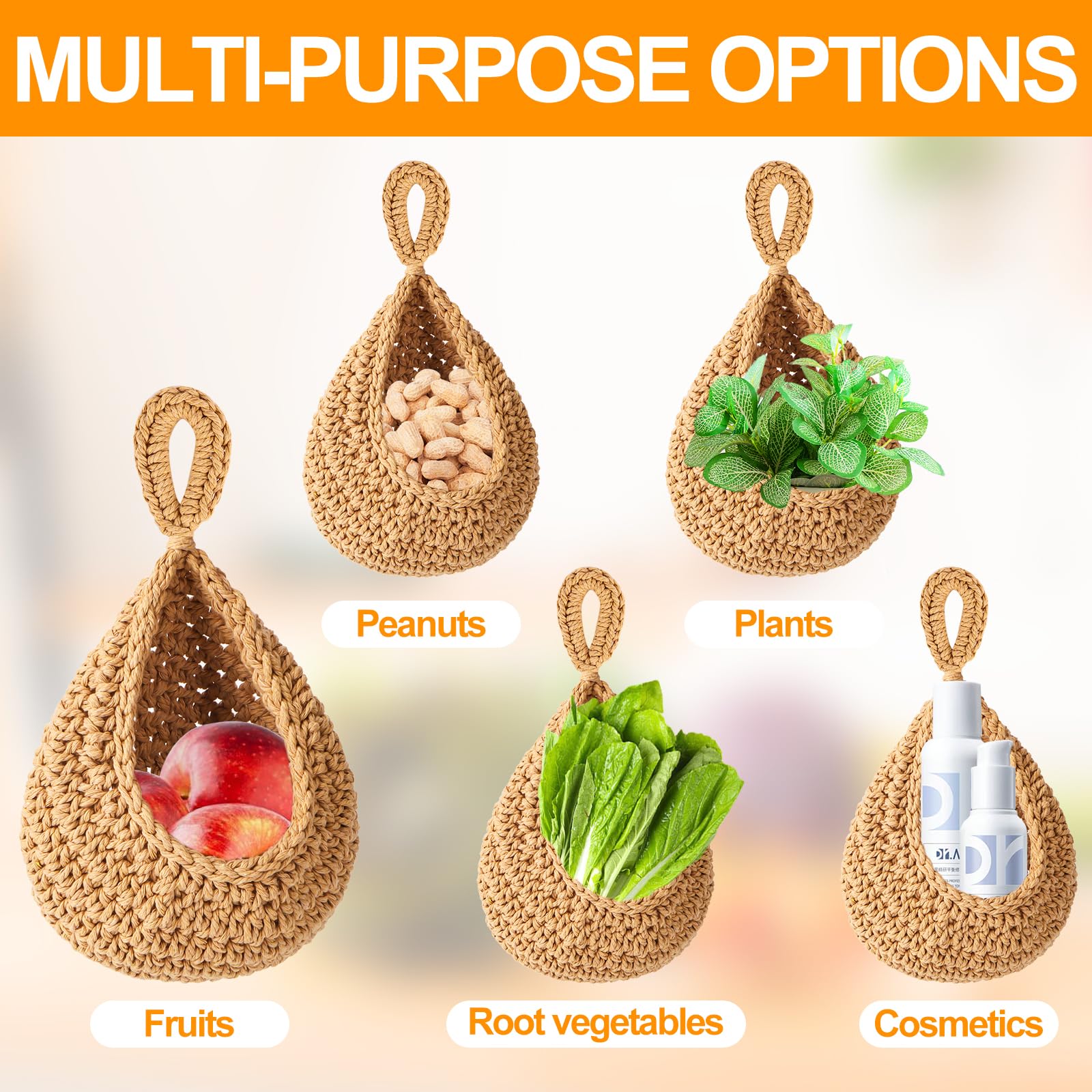 Cestini Appendibili In Juta Zasvec - Set Da 2, Per Frutta O Decorazione, 18x23cm E 20x25cm - Foto 4