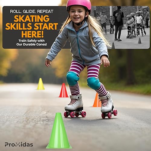 Miniatura 4 de Conos de fútbol de 7 pulgadas (12 piezas) para entrenar a niños con bolsa de malla, pequeños conos de tráfico para entrenamiento deportivo, conos