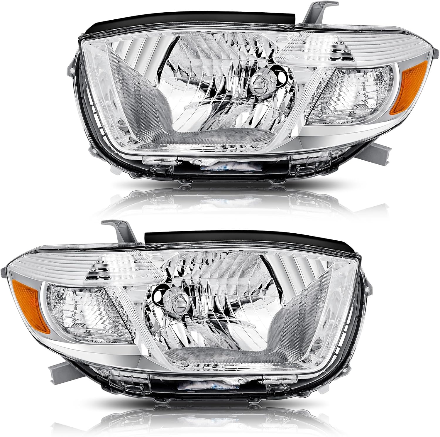 Headlight Assembly Fit For 2008-2010 Toyota Highlander 2008 2009 2010 Toyota Highlander Chroem Housing Amber Reflector Left And Right