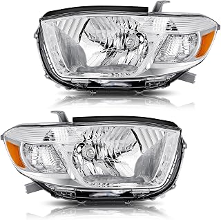 Dreenfl Headlight Assembly Fit For 2008-2010 Toyota Highlander 2008 2009 2010 Toyota Highlander Chroem Housing Amber Reflector Left And Right