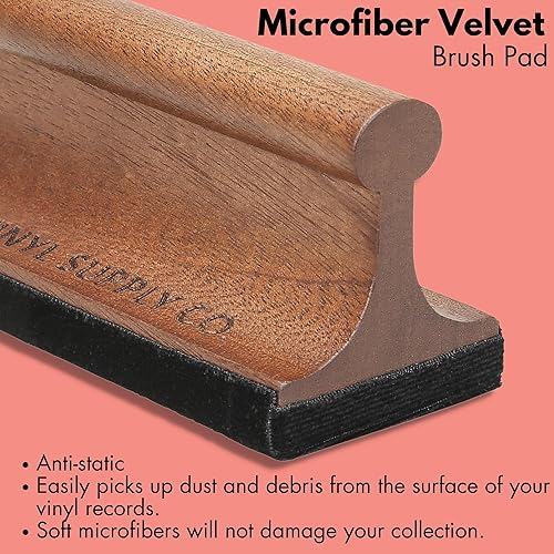 Vista 31 de Almohadilla de terciopelo para cepillos, kit de cuidado de vinilo de madera 100% natural, cepillo para discos de vinilo de pelo de cabra