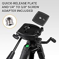 Vista 5 de KODAK PhotoGear Trípode de 62 pulgadas con control remoto Trípode de aluminio compacto de 3 secciones que se ajusta de 22 a 62 pulgadas, placa