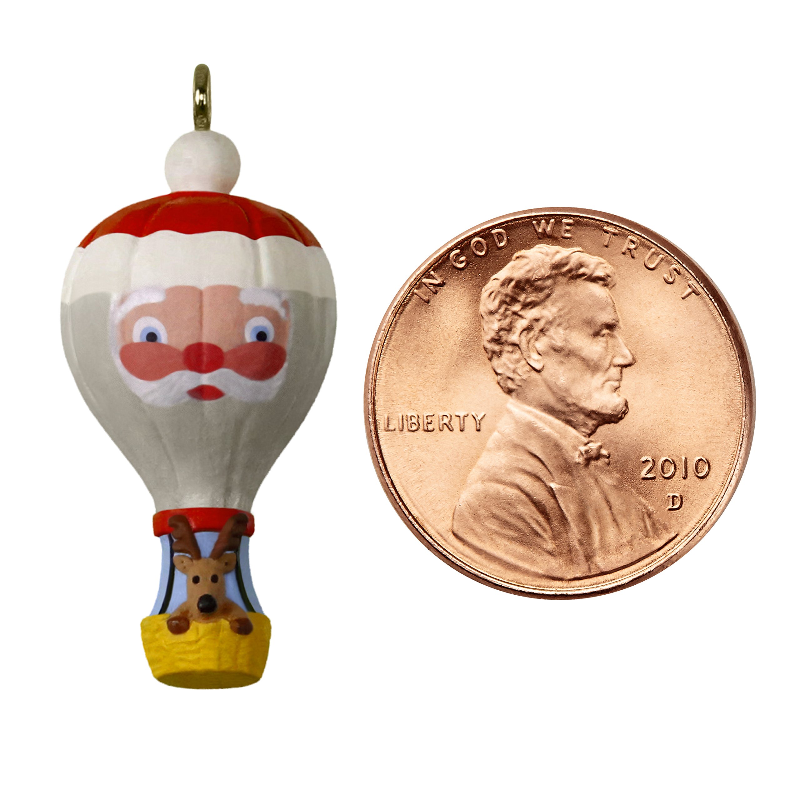 Hallmark Keepsake mini ozdoba świąteczna 2018 rok data, Mikołaj gorące powietrze balon Up and Away miniatura, 3,5 cm