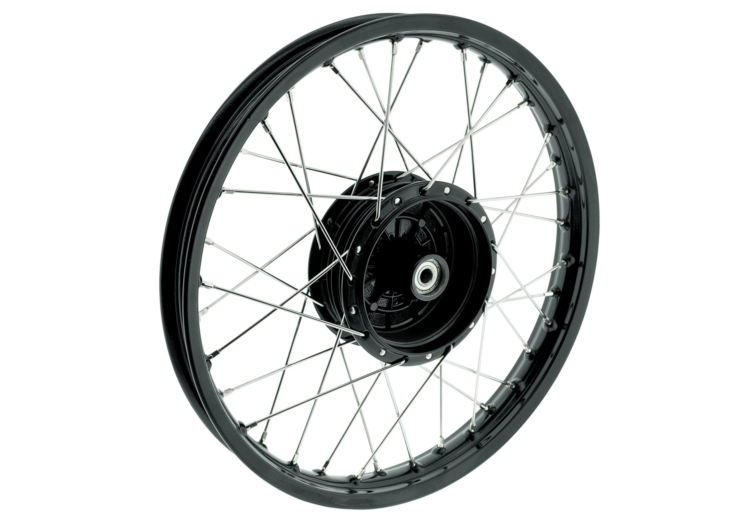 Speichenrad schwarz Edelstahl passend für Simson S51 Schwalbe 1,5x16 Zoll verstärkt