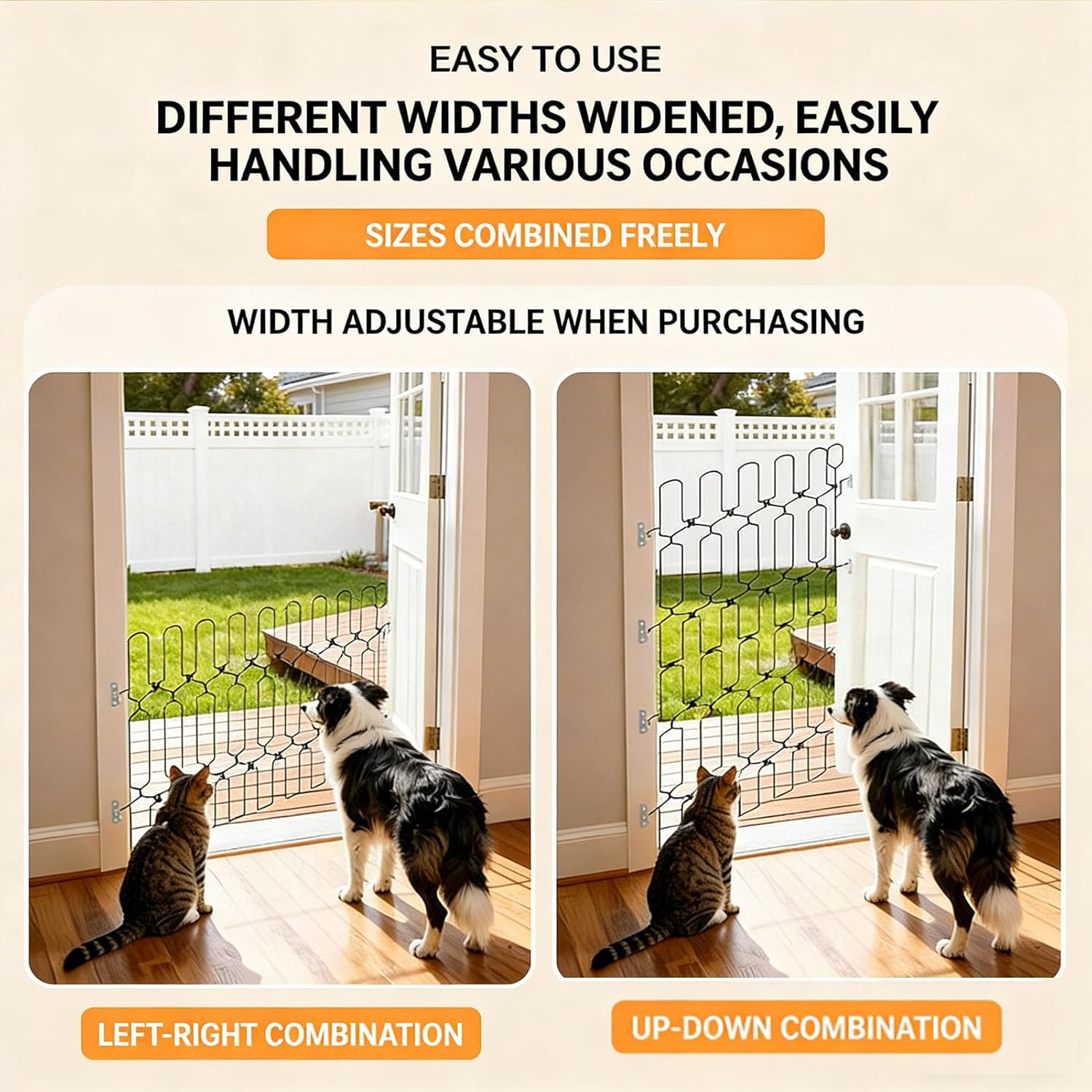 Metal Retractable Dog Gate Heighten Foldable Space Saving Front Door Barrier Secure Management Entry Dog Door Barrier with Sturdy Iron Structure for Bedrooms Kitchens Rvs