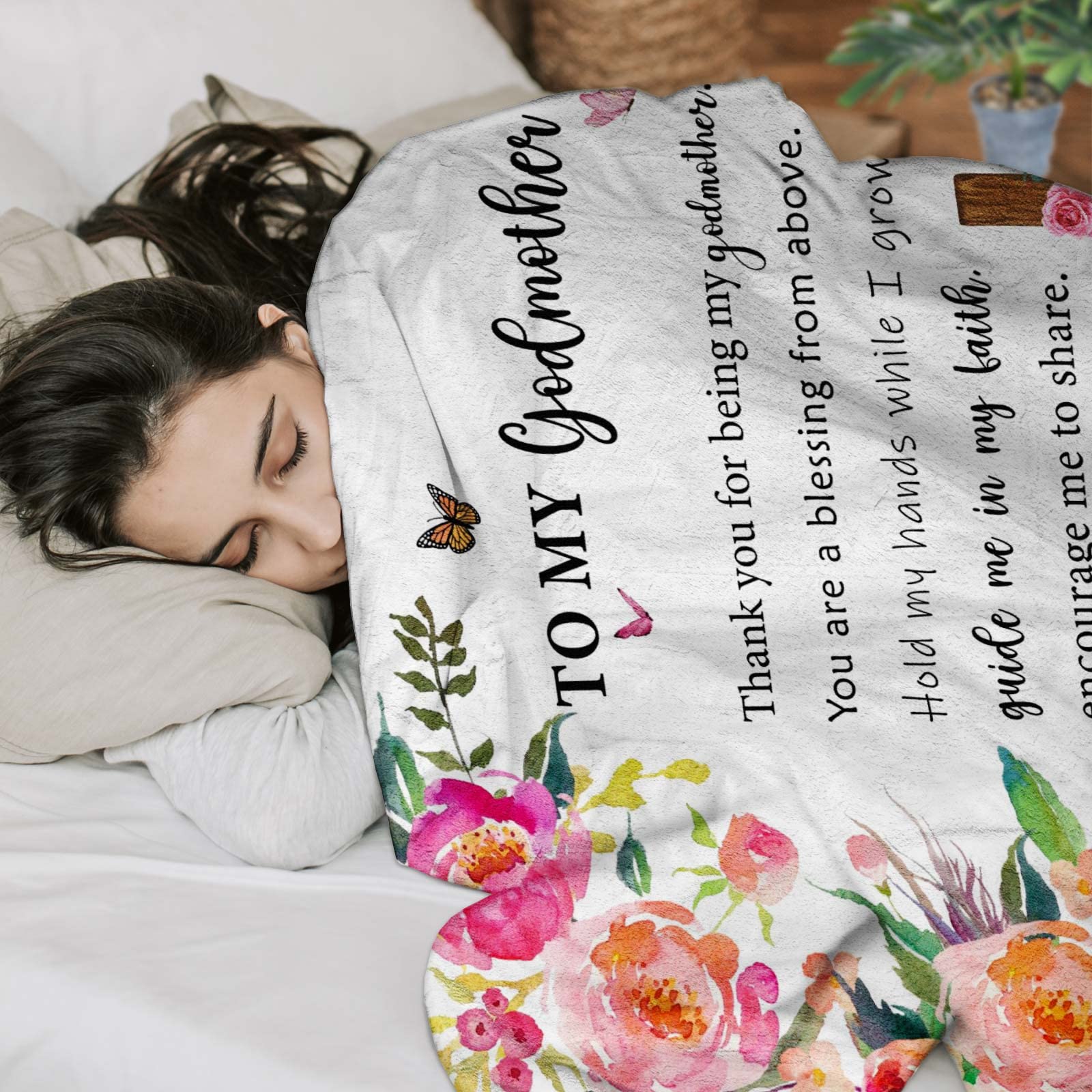 Mothers Day Godmother Gifts, Godmother Birthday Gift from Godchild, God Mother Gifts for Women, Christian Gifts for Godmother from Goddaughter or Godson, Baptism Gifts Throw Blanket 60 x 50 Inch