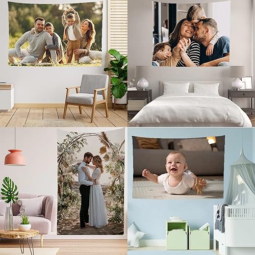Tapiz personalizado con imagen y texto, tapiz de pared personalizado, telón de fondo colgante para boda, cumpleaños, Navidad, San Valentín, Día de