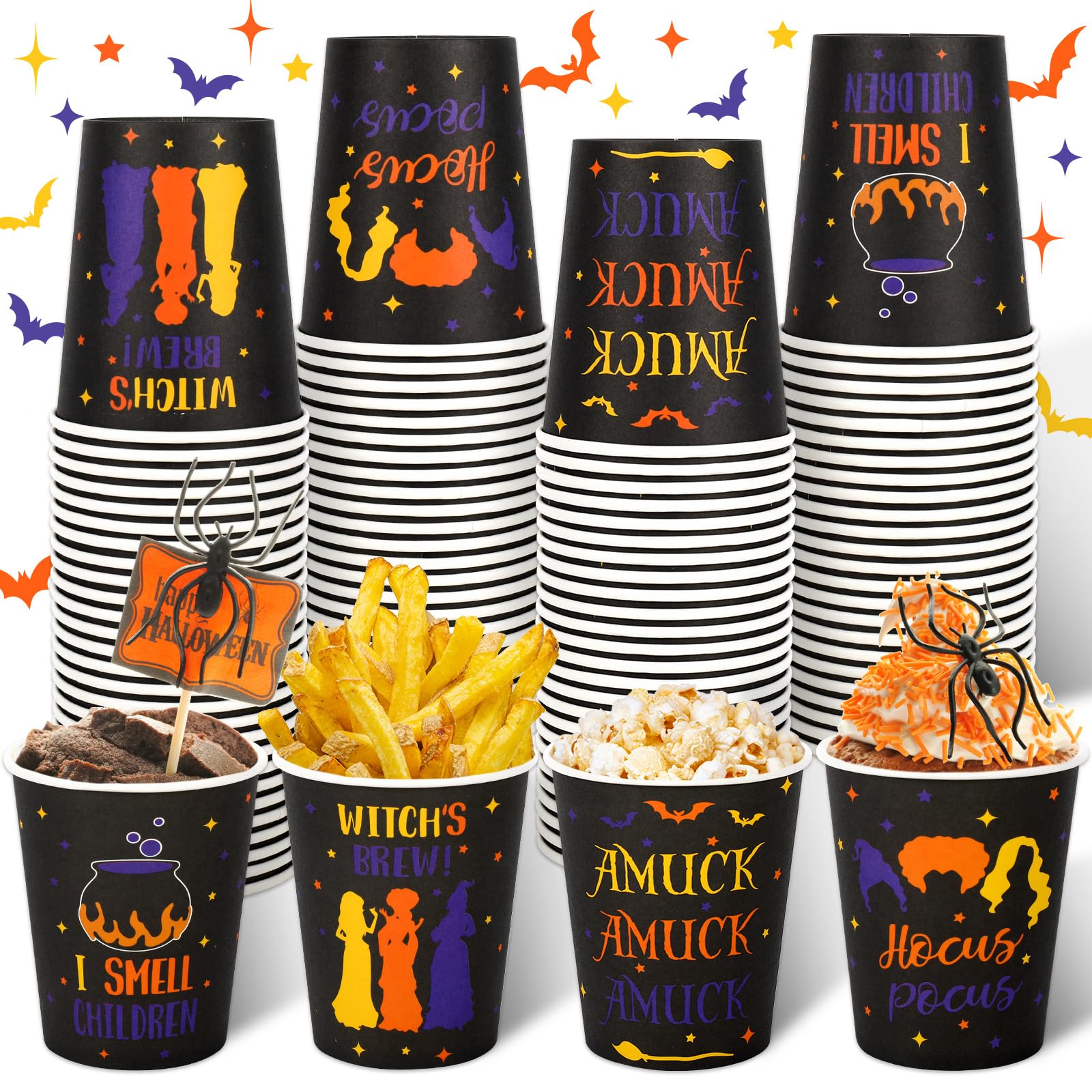 Halloween Pappbecher 100 Stück – Mit Lächelndem Skelett, 266 Ml, Für Heiße & Kalte Getränke