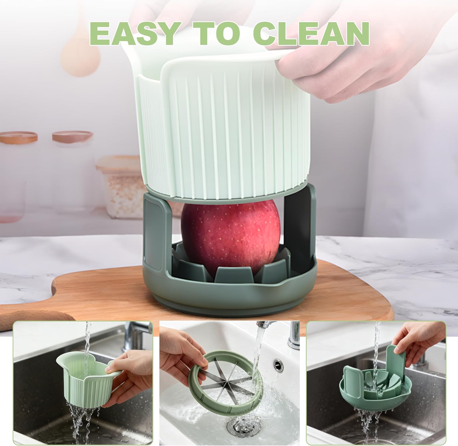 Apple Slicer, Apple Corer, Cut 8 Slices All the Way Through for Most Sizes