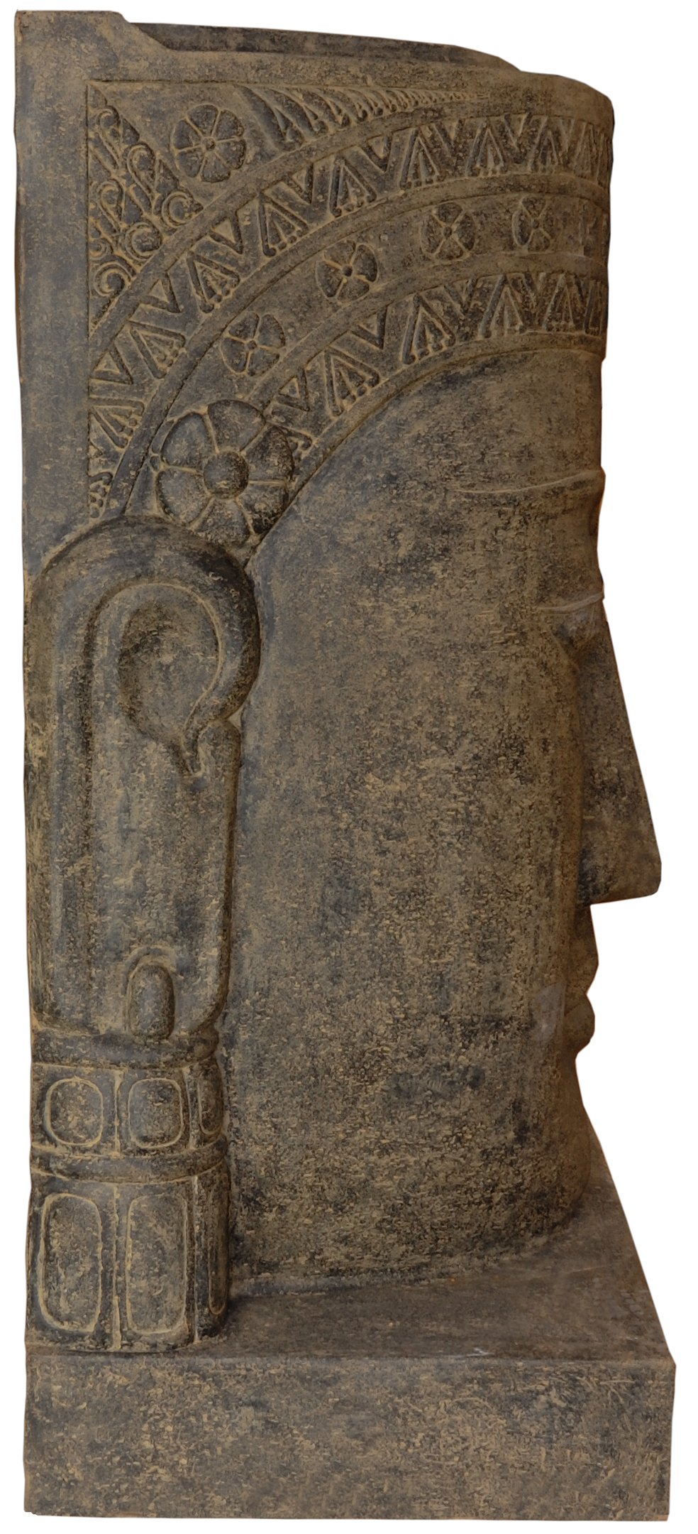 korb.outlet XXL wodospad Khmer głowa/Angkor Watt fontanna Budda figura ogrodowa/kamienna figurka lawy wodospad, na zewnątrz, odporna na mróz (190 cm)