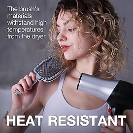 Janeke Superbrush Detangling Brush for Soft Smoothing Hair Brushing with Anti-Static Bristles - Vented Wet Hair Brush for Blow Drying Use - Perfect for Curly, Thick, Wavy, Fine Hair Types (Silver)