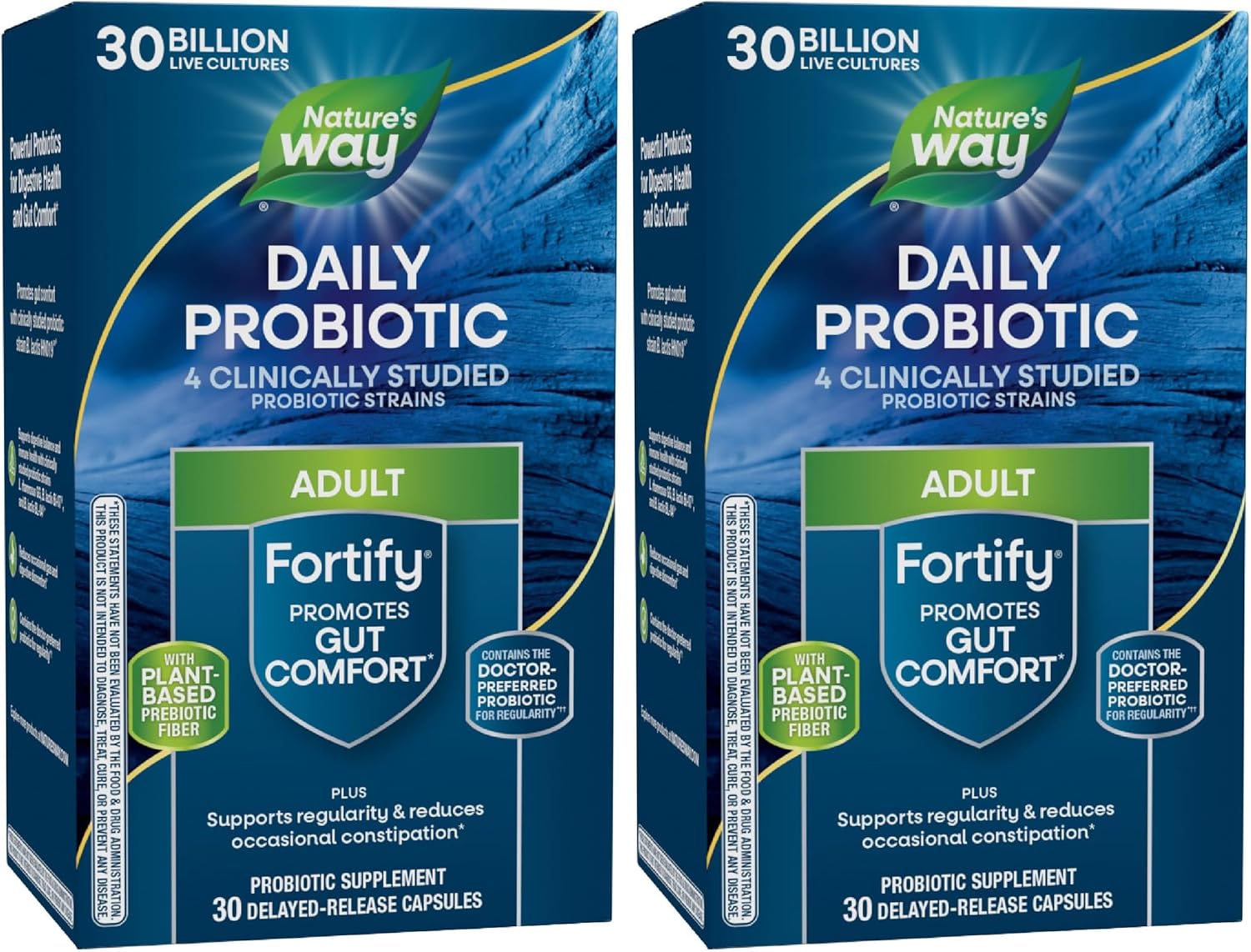 Nature's Way Fortify Daily Pre+Probiotic Adult 30 Billion, Probiotics for Immune and Digestive Health Support*, 30 Billion Live Cultures, 30 Capsules (Pack of 2)