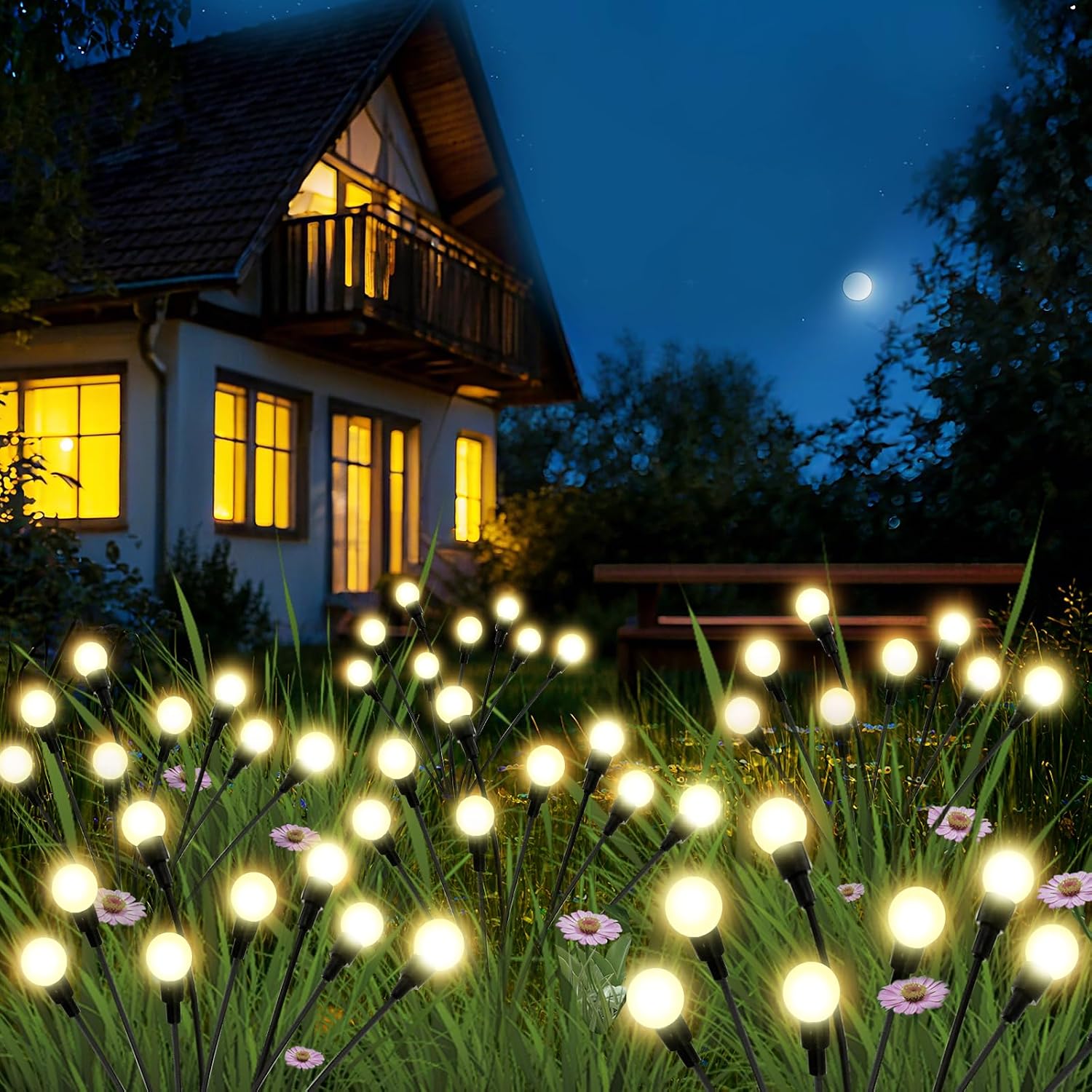 Also GO Solar Lights Outdoor 6 Pack 48 LEDs, Waterproof Solar Garden Lights