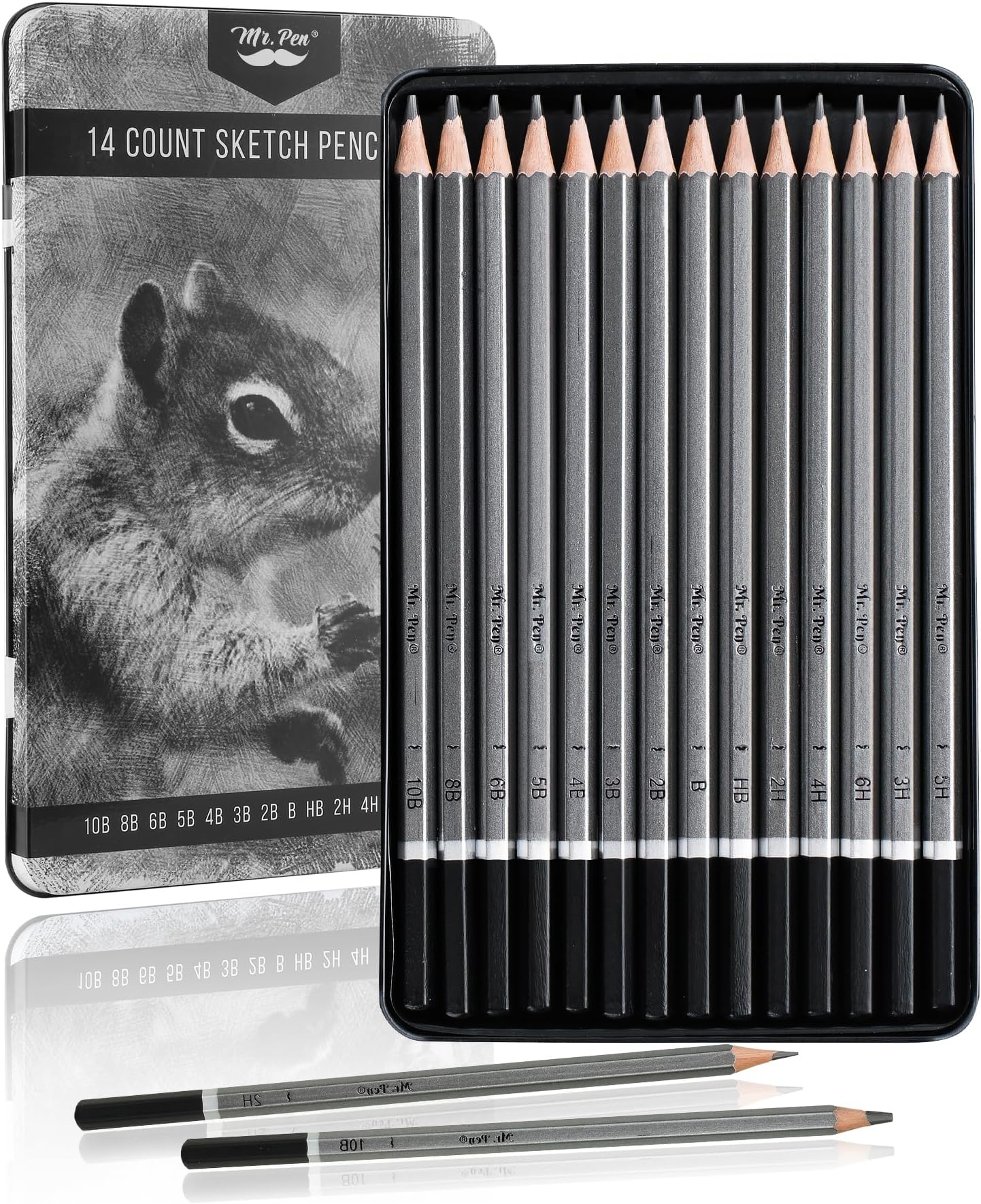 Mr. Pen- Sketch Pencils for Drawing, 14 Pack, Artist Graphite Pencils for Sketching (10B-6H), Sketch Set for Artists, Shading & Art Projects, Sketching Supplies, Art Supplies