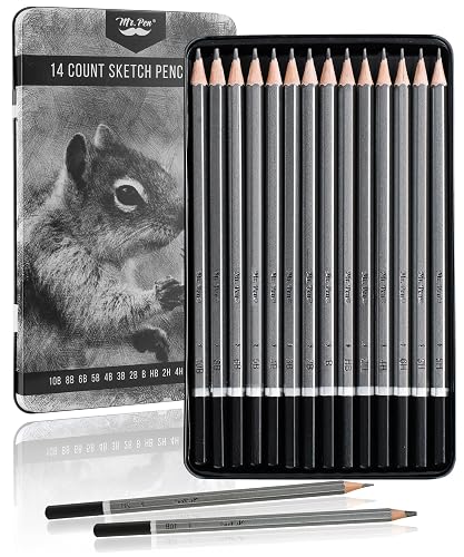 Mr. Pen- Sketch Pencils for Drawing, 14 Pack | Artist Graphite Pencils for Sketching (10B-6H), Sketch Set for Artists, Shading & Art Projects, Sketching Supplies