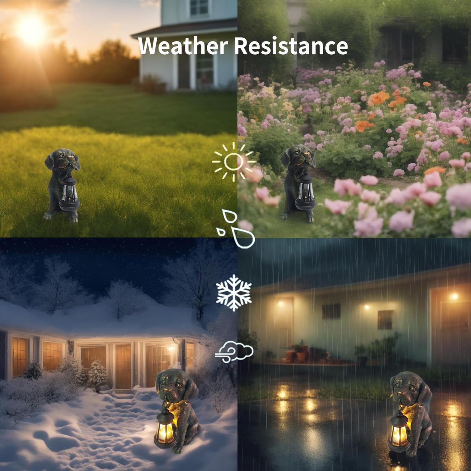 Solar Resin Dog Statue - Garden Art Figurine Dog for Yard Patio Lawn Balcony Decor, Home Houses Holiday Lighting, Outdoor Decoration, Unique Birthdays Ideal Gifts for Mom Grandma Women Wife Sister - Image 6