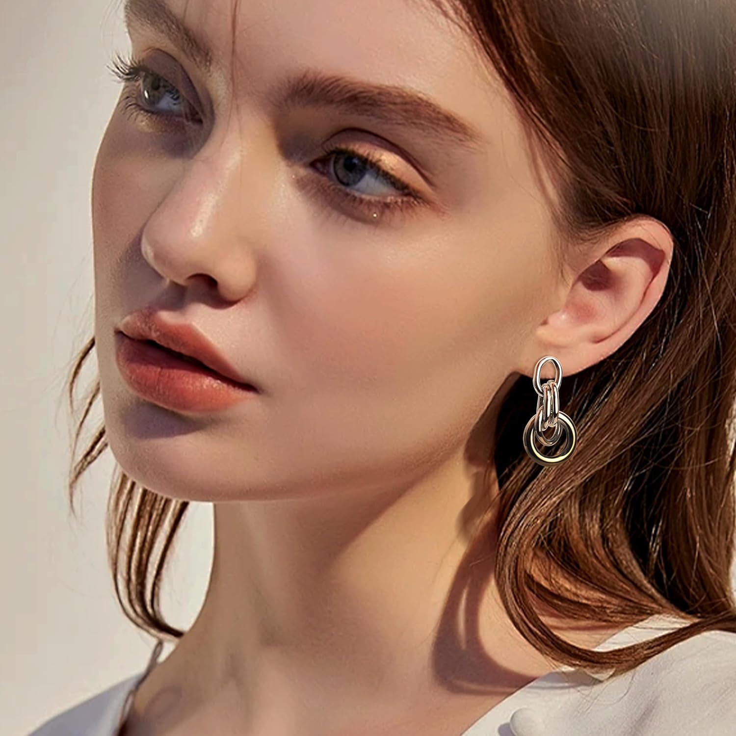 JeanBeau Chunky Statement Geometric Dangle Drop Earrings for Women, Trendy Hollow Lightweight Twisted Stud Earring Dupes Fashion Jewelry Gift - Image 2