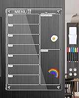 Vista 7 de Calendario acrílico magnético transparente para refrigerador, calendario magnético reutilizable para nevera, pizarra de borrado en seco, tablero