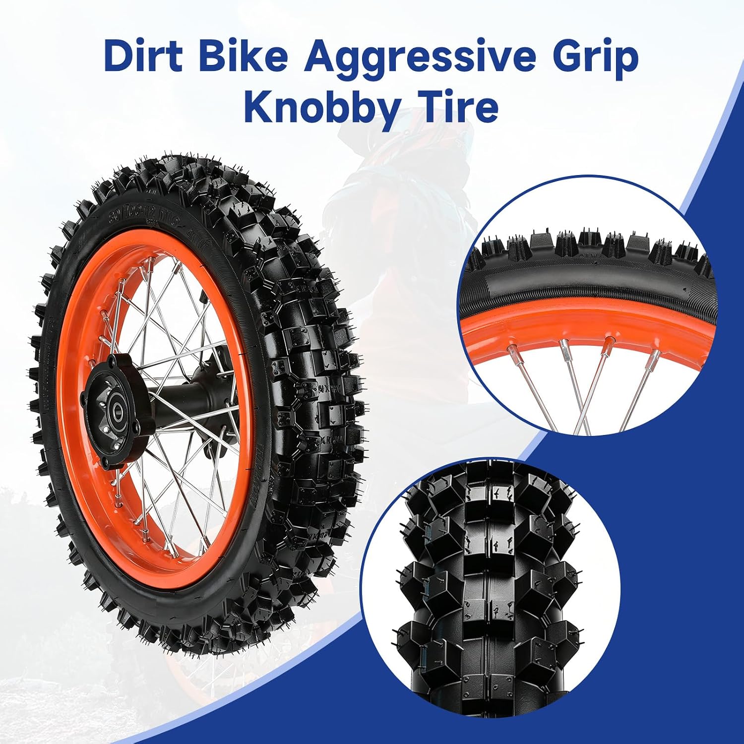 12'' Rear Wheel Compatible with Tuttio Soleil01 Tutti Soleil 01 Electric Bike Motorcycle, Dirt Bike Tire and Rim Assembly Replacement for Tutto E Bike with Wheel Bearings Tire Repair Kit