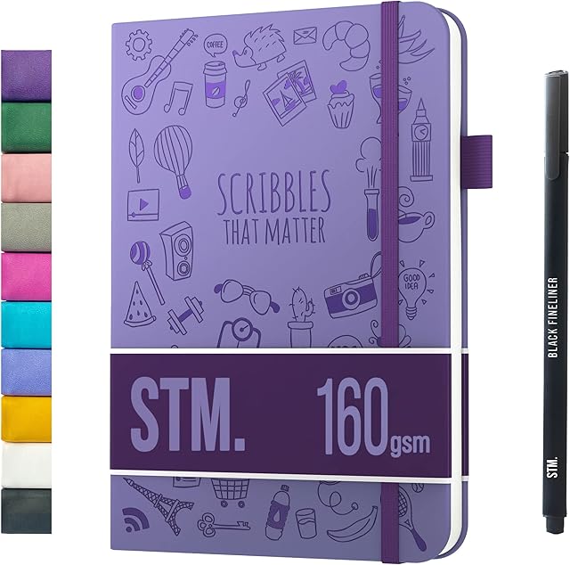 Scribbles That Matter Bullet Journals | Dotted Journal Notebook | Dot grid notebook | A5 hard cover vegan leather, 160gsm thick paper, Lay flat bujo (Iconic) dot journal, For women and men